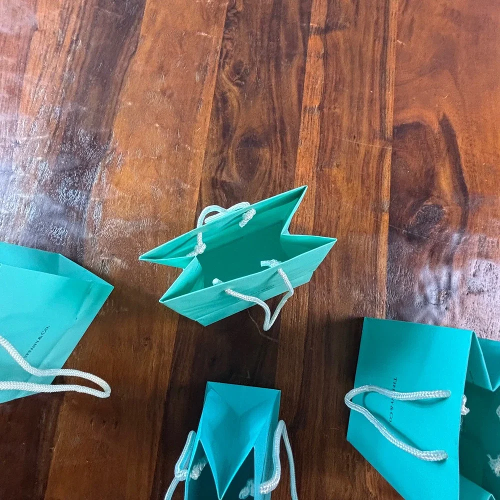 Tiffany & Co Mini Shopping Gift Bags Set of 4 Tiffany Blue Rope Handle Small